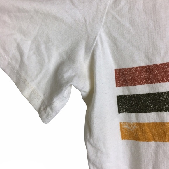 POLAGRAM Graphic T Shirt Short Sleeve Only Good Vibes Stripe Mountains Medium - Picture 8 of 12